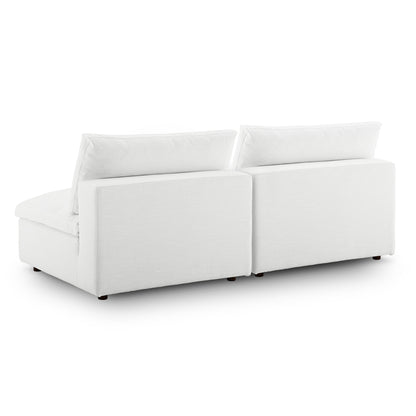 Modway Outlet Commix Down Filled Overstuffed 2-Piece Armless Sectional Loveseat by Modway  Living Room Furniture White - EEI-7042-WHI