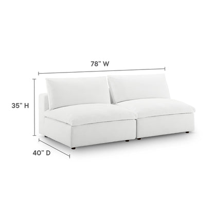 Modway Outlet Commix Down Filled Overstuffed 2-Piece Armless Sectional Loveseat by Modway  Living Room Furniture White - EEI-7042-WHI