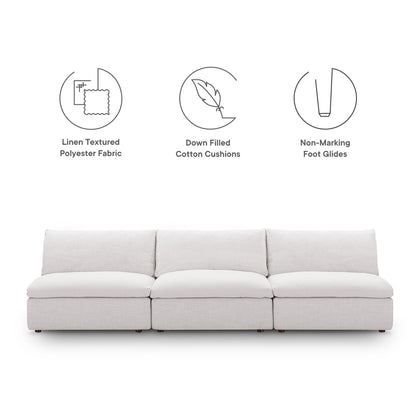 Modway Outlet Commix Down Filled Overstuffed 3-Piece Armless Sectional Sofa by Modway  Living Room Furniture Beige - EEI-7043-BEI