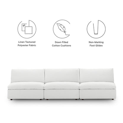 Modway Outlet Commix Down Filled Overstuffed 3-Piece Armless Sectional Sofa by Modway  Living Room Furniture White - EEI-7043-WHI