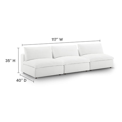 Modway Outlet Commix Down Filled Overstuffed 3-Piece Armless Sectional Sofa by Modway  Living Room Furniture White - EEI-7043-WHI