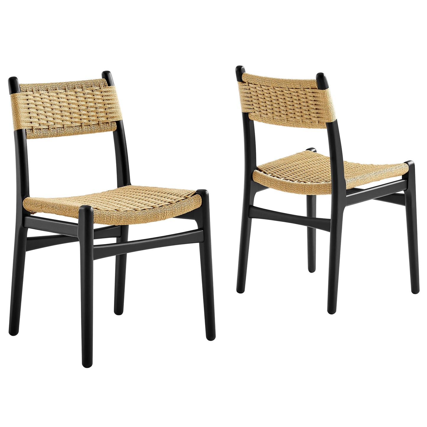 Modway - Wynn Rope and Wood Dining Side Chairs Set of 2 by Modway  Bar and Dining Dining Chairs Brown - EEI-7044-BLK-NAT