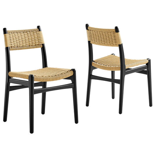 Modway - Wynn Rope and Wood Dining Side Chairs Set of 2 by Modway  Bar and Dining Dining Chairs Brown - EEI-7044-BLK-NAT