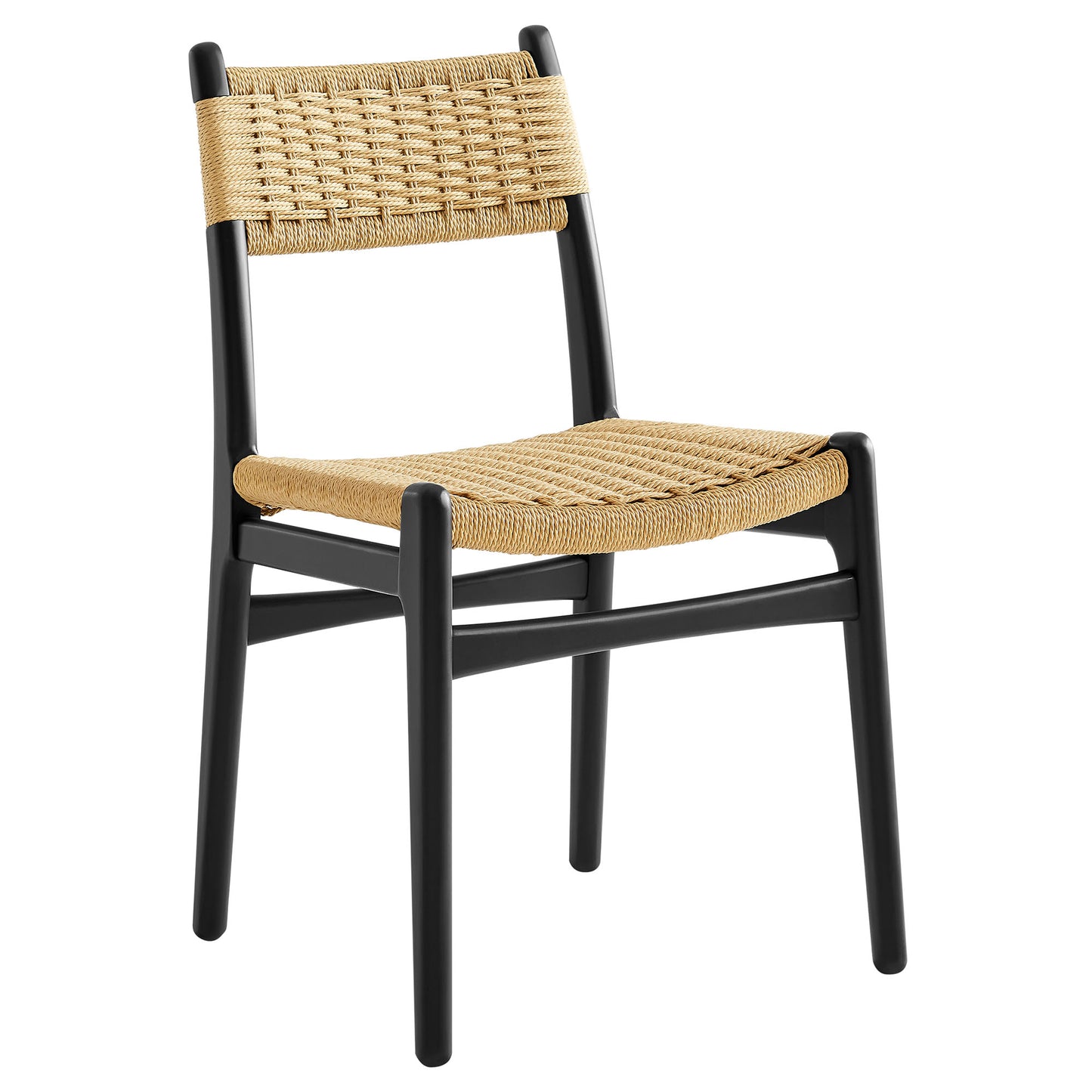 Modway - Wynn Rope and Wood Dining Side Chairs Set of 2 by Modway  Bar and Dining Dining Chairs Brown - EEI-7044-BLK-NAT