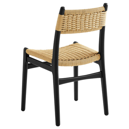 Modway - Wynn Rope and Wood Dining Side Chairs Set of 2 by Modway  Bar and Dining Dining Chairs Brown - EEI-7044-BLK-NAT