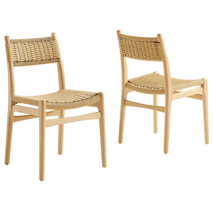 Modway - Wynn Rope and Wood Dining Side Chairs Set of 2 by Modway  Bar and Dining Dining Chairs Brown - EEI-7044-NAT-NAT