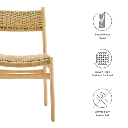 Modway - Wynn Rope and Wood Dining Side Chairs Set of 2 by Modway  Bar and Dining Dining Chairs Brown - EEI-7044-NAT-NAT