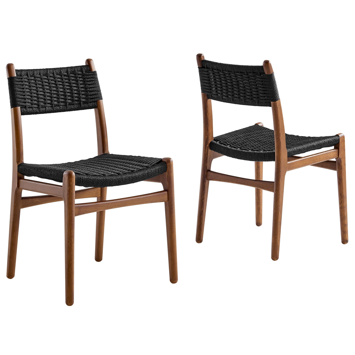 Modway - Wynn Rope and Wood Dining Side Chairs Set of 2 by Modway  Bar and Dining Dining Chairs Black - EEI-7044-WAL-BLK