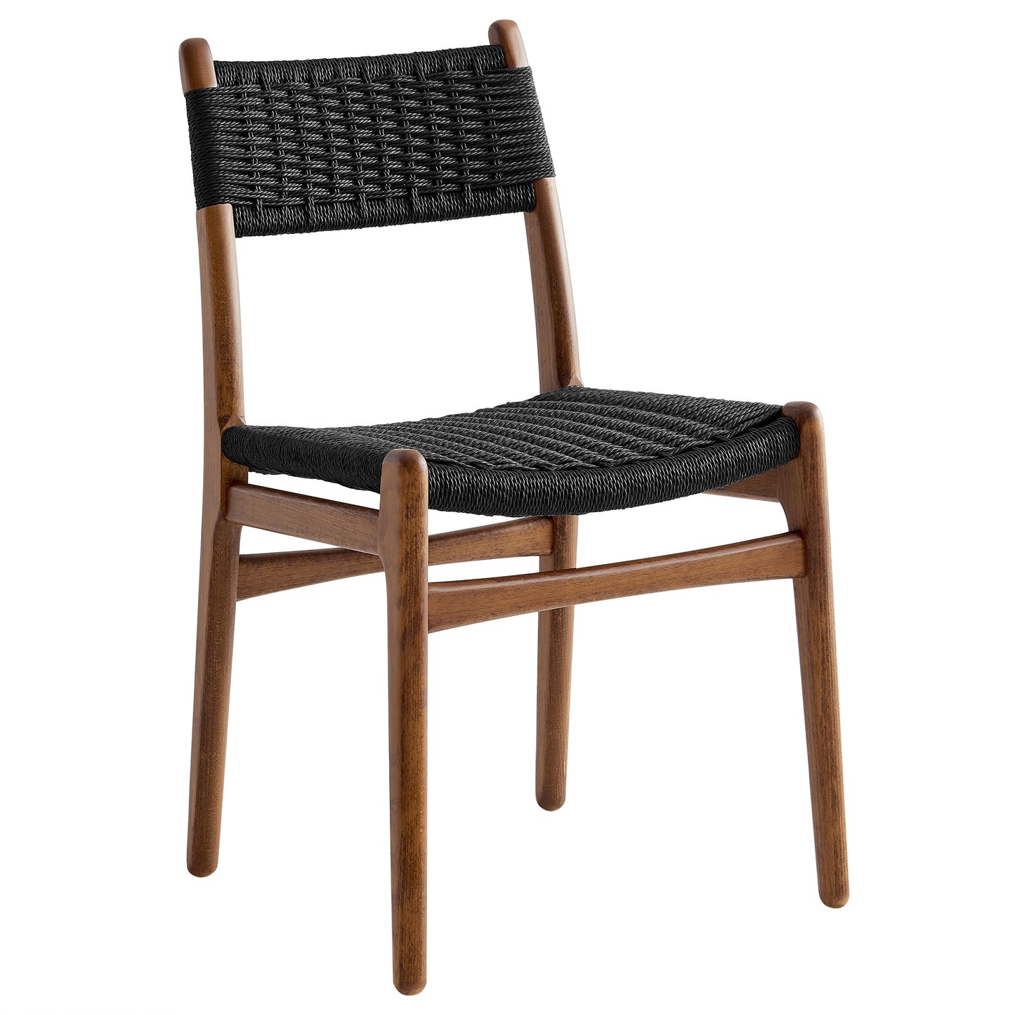 Modway - Wynn Rope and Wood Dining Side Chairs Set of 2 by Modway  Bar and Dining Dining Chairs Black - EEI-7044-WAL-BLK