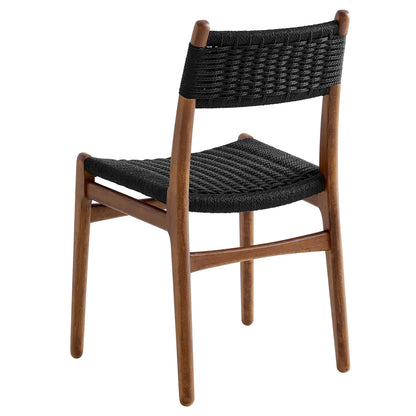 Modway - Wynn Rope and Wood Dining Side Chairs Set of 2 by Modway  Bar and Dining Dining Chairs Black - EEI-7044-WAL-BLK