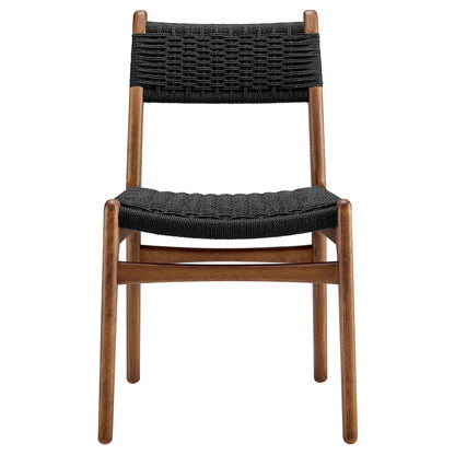 Modway - Wynn Rope and Wood Dining Side Chairs Set of 2 by Modway  Bar and Dining Dining Chairs Black - EEI-7044-WAL-BLK