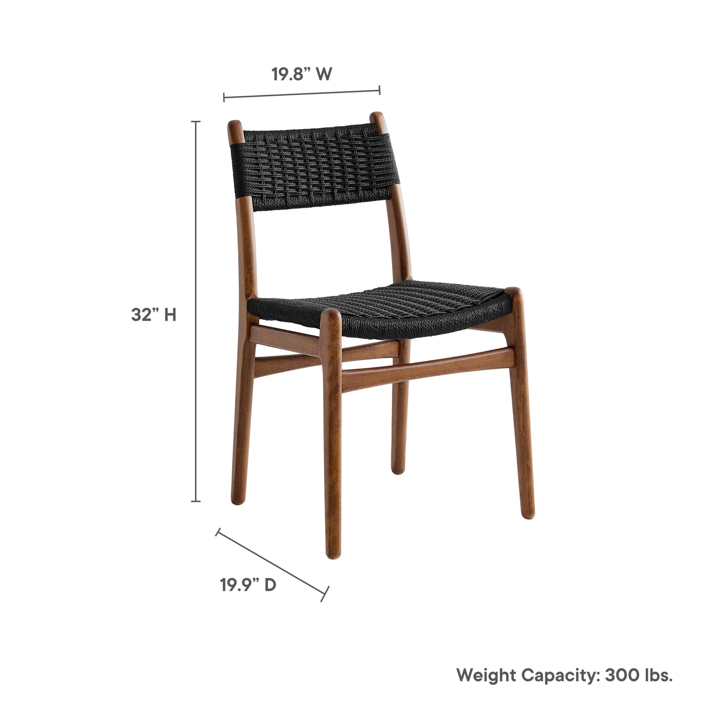 Modway - Wynn Rope and Wood Dining Side Chairs Set of 2 by Modway  Bar and Dining Dining Chairs Black - EEI-7044-WAL-BLK