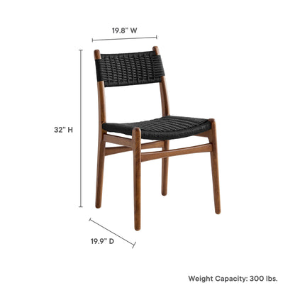 Modway - Wynn Rope and Wood Dining Side Chairs Set of 2 by Modway  Bar and Dining Dining Chairs Black - EEI-7044-WAL-BLK