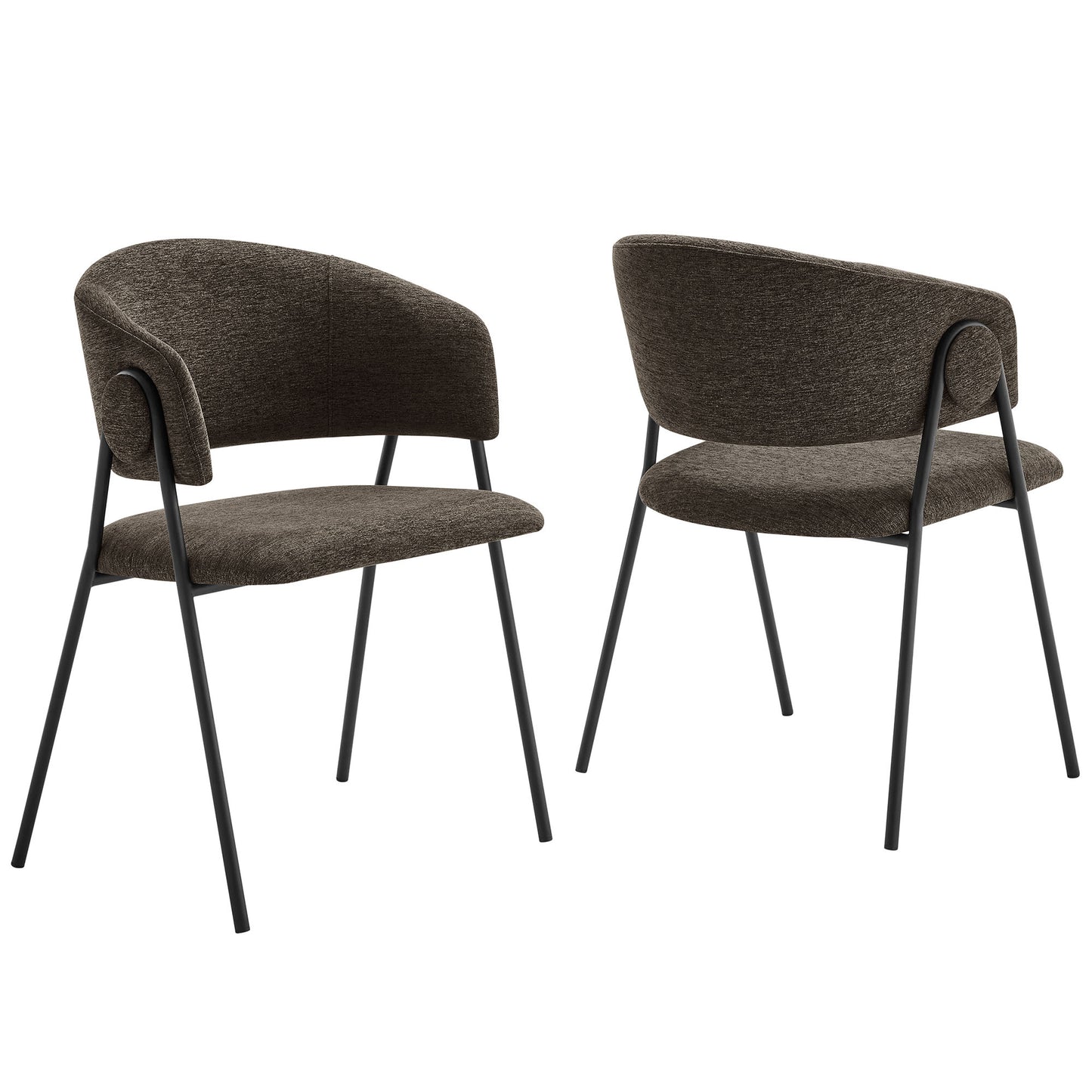 Modway - Nella Upholstered Heathered Chenille Dining Chairs Set of 2 by Modway  Bar and Dining Dining Chairs Black - EEI-7045-JAV-BLK