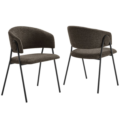 Modway - Nella Upholstered Heathered Chenille Dining Chairs Set of 2 by Modway  Bar and Dining Dining Chairs Black - EEI-7045-JAV-BLK