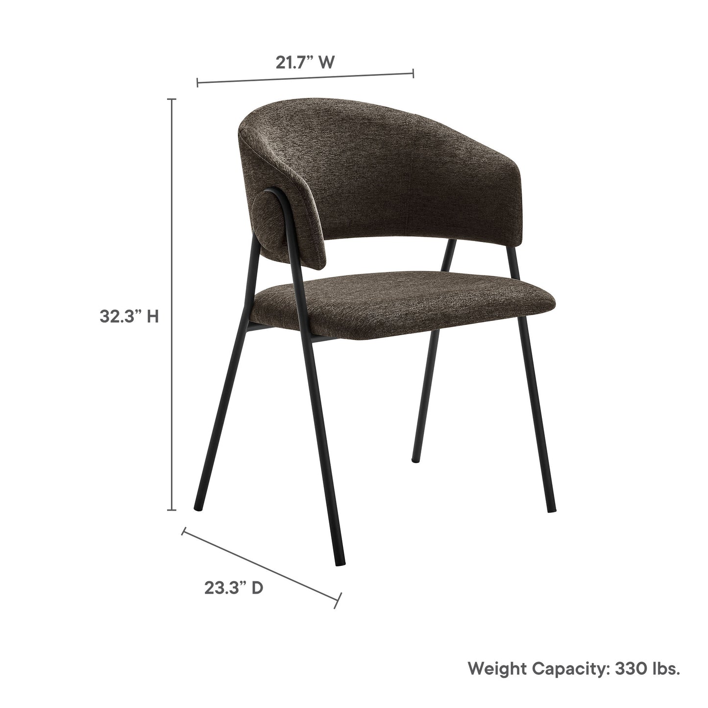 Modway - Nella Upholstered Heathered Chenille Dining Chairs Set of 2 by Modway  Bar and Dining Dining Chairs Black - EEI-7045-JAV-BLK