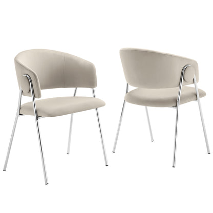 Modway - Nella Upholstered Performance Velvet Dining Chair Set of 2 by Modway  Bar and Dining Dining Chairs Silver - EEI-7046-ALM-SLV