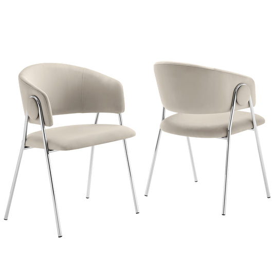 Modway - Nella Upholstered Performance Velvet Dining Chair Set of 2 by Modway  Bar and Dining Dining Chairs Silver - EEI-7046-ALM-SLV