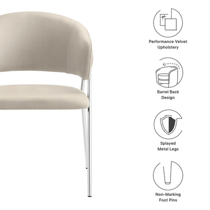 Modway - Nella Upholstered Performance Velvet Dining Chair Set of 2 by Modway  Bar and Dining Dining Chairs Silver - EEI-7046-ALM-SLV