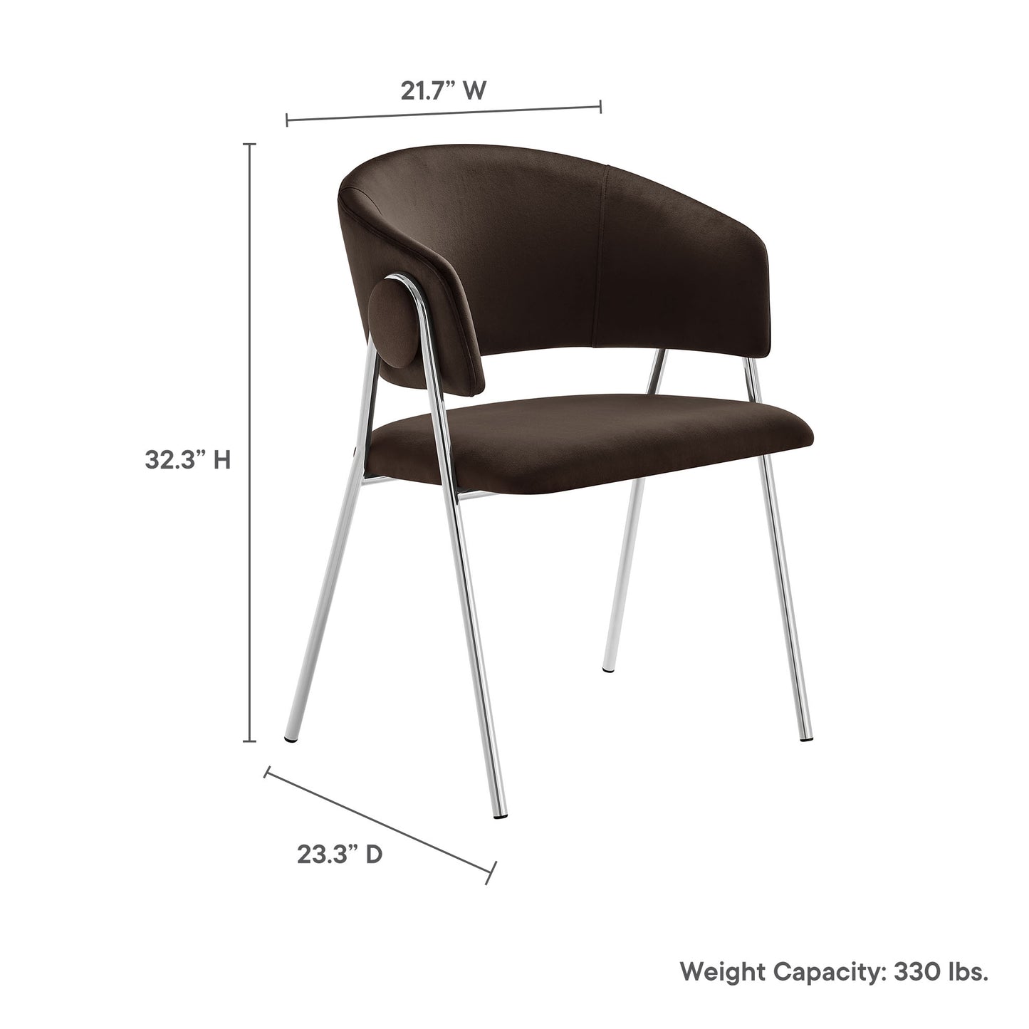 Modway - Nella Upholstered Performance Velvet Dining Chair Set of 2 by Modway  Bar and Dining Dining Chairs Silver - EEI-7046-CHB-SLV