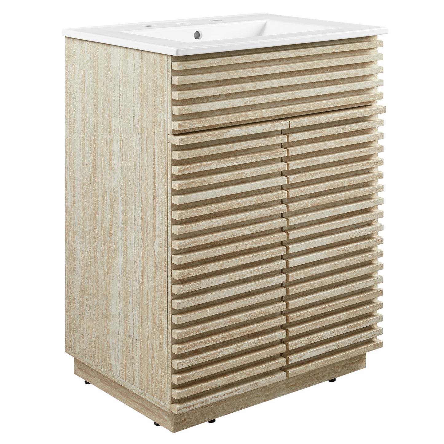 Modway - Render 24" Faux Travertine Bathroom Vanity With Sink by Modway  Bathroom Vanities White - EEI-7047-WHI