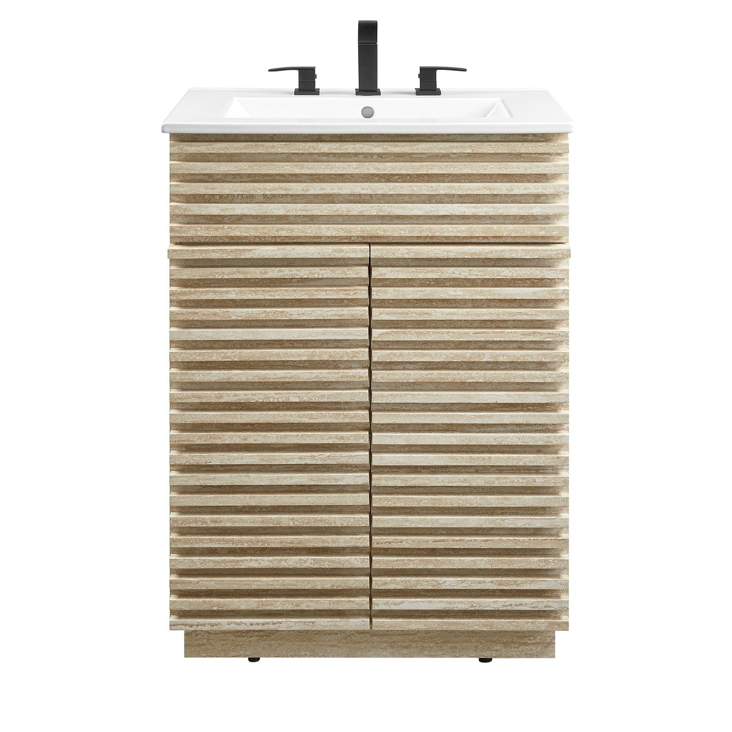 Modway - Render 24" Faux Travertine Bathroom Vanity With Sink by Modway  Bathroom Vanities White - EEI-7047-WHI