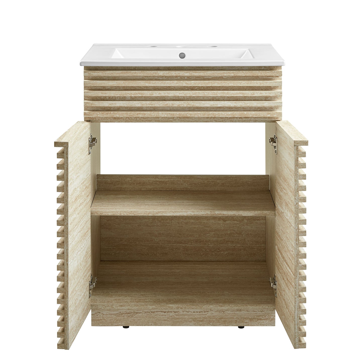 Modway - Render 24" Faux Travertine Bathroom Vanity With Sink by Modway  Bathroom Vanities White - EEI-7047-WHI