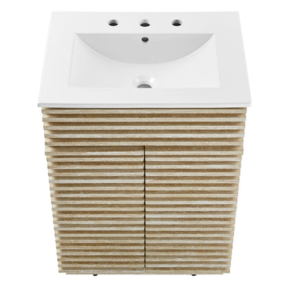 Modway - Render 24" Faux Travertine Bathroom Vanity With Sink by Modway  Bathroom Vanities White - EEI-7047-WHI