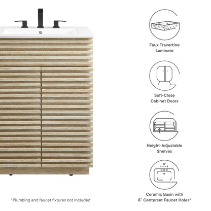 Modway - Render 24" Faux Travertine Bathroom Vanity With Sink by Modway  Bathroom Vanities White - EEI-7047-WHI