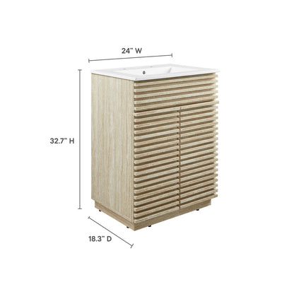 Modway - Render 24" Faux Travertine Bathroom Vanity With Sink by Modway  Bathroom Vanities White - EEI-7047-WHI