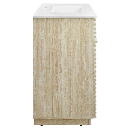 Modway - Render 36" Faux Travertine Bathroom Vanity With Sink by Modway  Bathroom Vanities White - EEI-7049-WHI