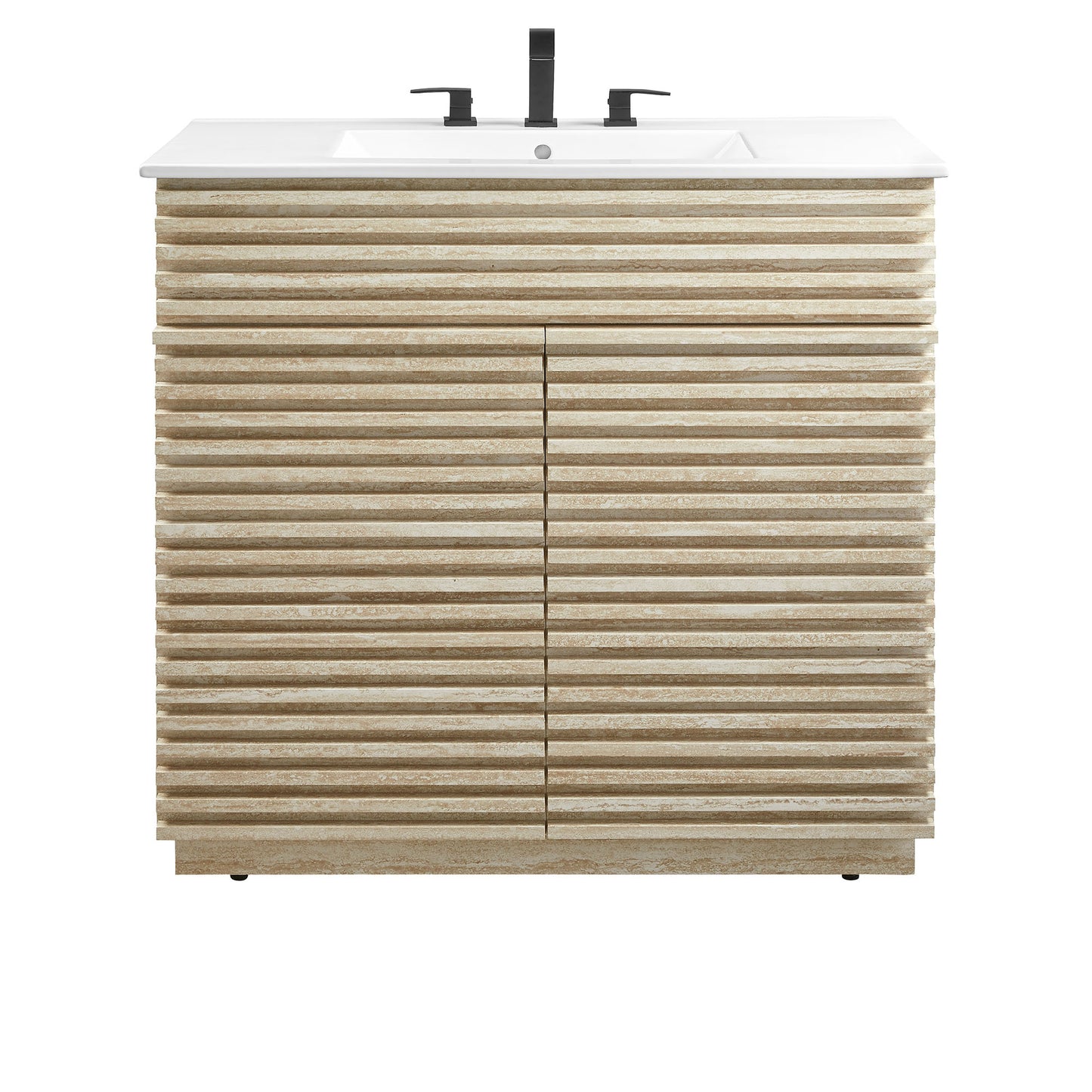 Modway - Render 36" Faux Travertine Bathroom Vanity With Sink by Modway  Bathroom Vanities White - EEI-7049-WHI
