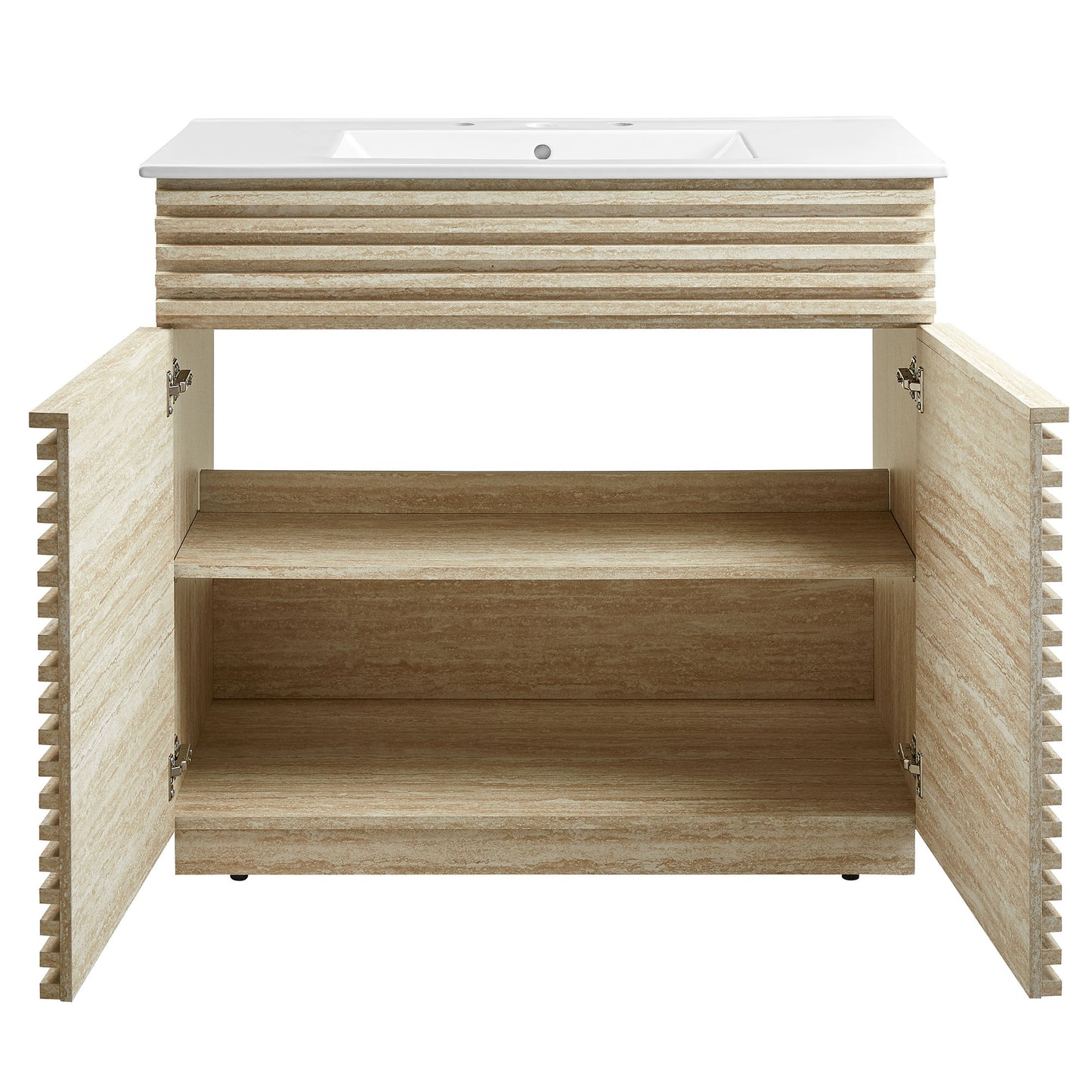 Modway - Render 36" Faux Travertine Bathroom Vanity With Sink by Modway  Bathroom Vanities White - EEI-7049-WHI