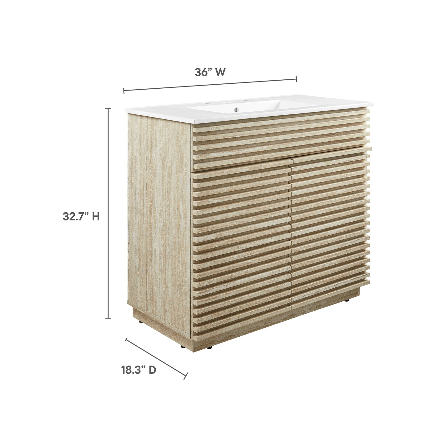 Modway - Render 36" Faux Travertine Bathroom Vanity With Sink by Modway  Bathroom Vanities White - EEI-7049-WHI