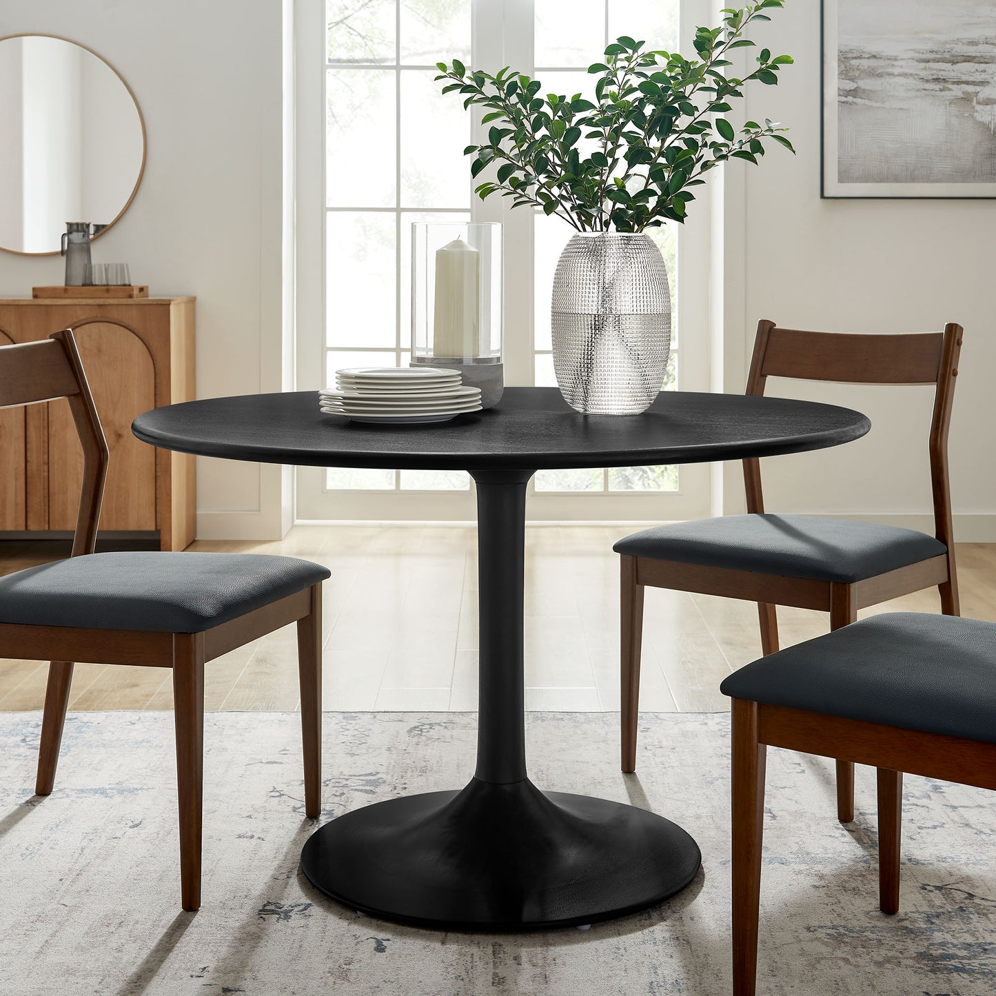 Modway - Lippa 48" Round Solid Wood Dining Table by Modway  Bar and Dining Bar and Dining Tables Black - EEI-7051-BLK