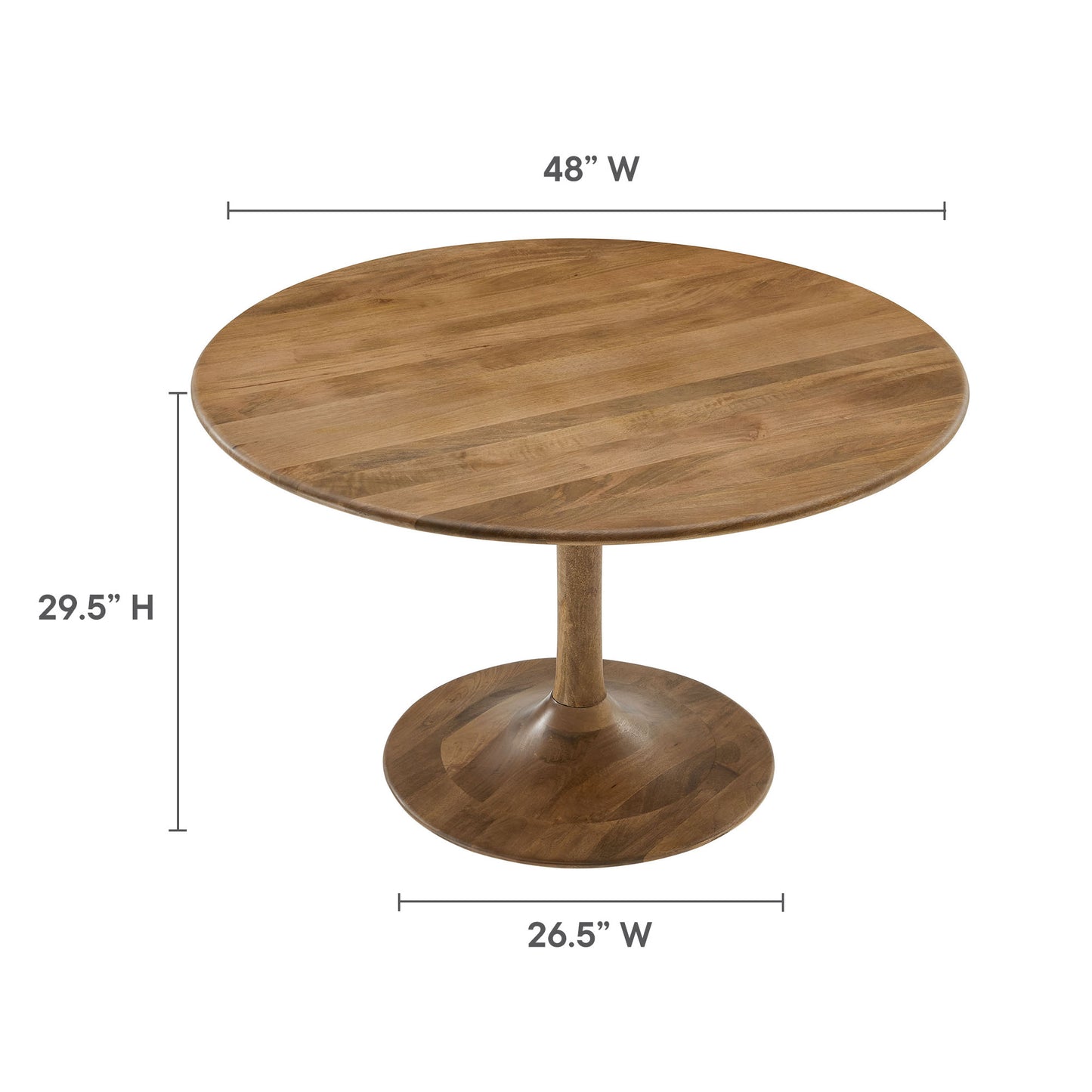 Modway - Lippa 48" Round Solid Wood Dining Table by Modway  Bar and Dining Bar and Dining Tables Brown - EEI-7051-NAT