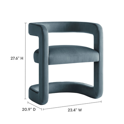 Modway - Winslow Barrel Performance Velvet Dining Chair  by Modway  Bar and Dining Dining Chairs Blue - EEI-7052-CAB