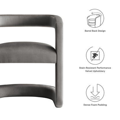 Modway - Winslow Barrel Performance Velvet Dining Chair  by Modway  Bar and Dining Dining Chairs Gray - EEI-7052-STG