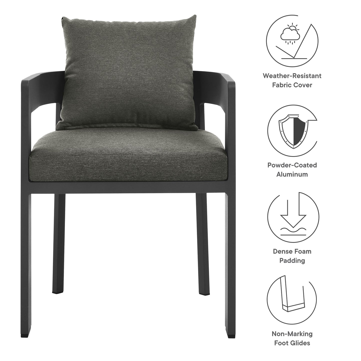 Modway - Tahoe Outdoor Patio Aluminum Dining Chair by Modway  Outdoor Furniture Bar and Dining Gray - EEI-7053-GRY-CHA