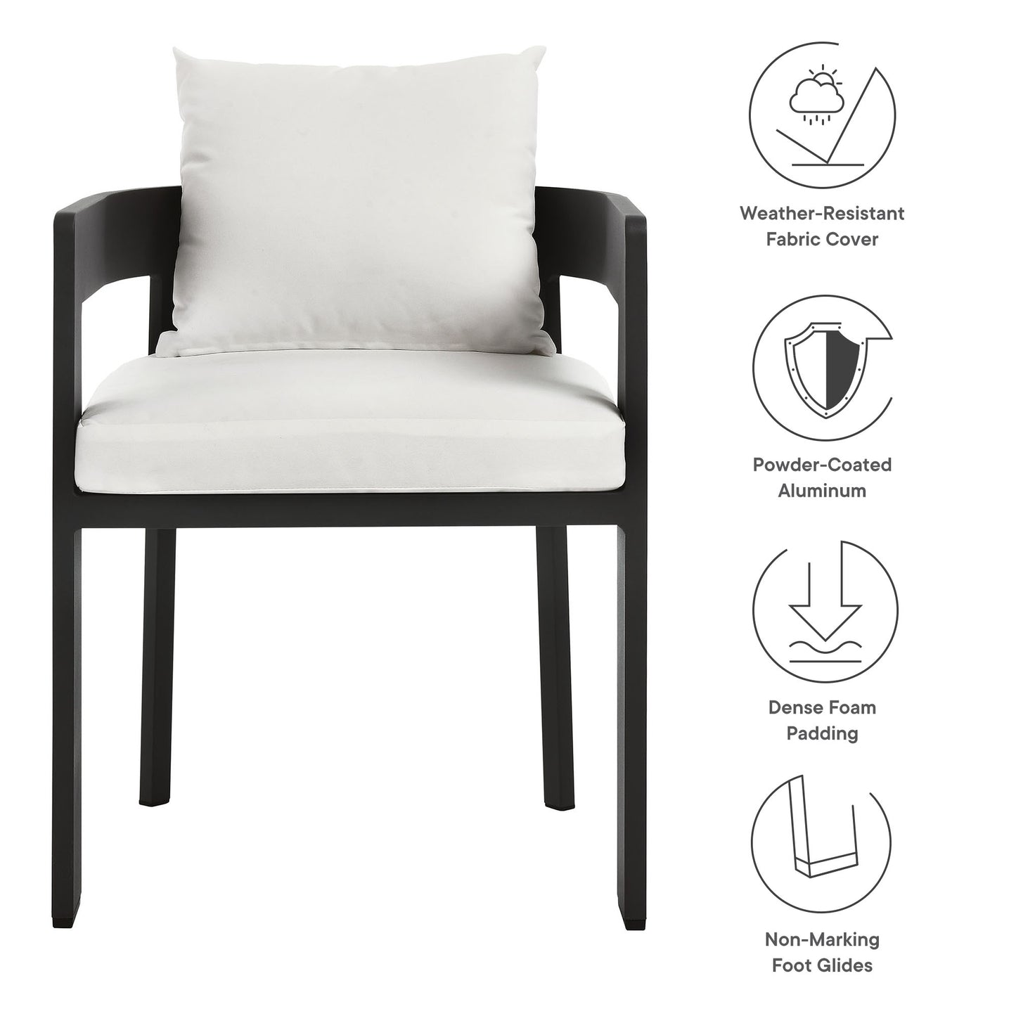 Modway - Tahoe Outdoor Patio Aluminum Dining Chair by Modway  Outdoor Furniture Bar and Dining White - EEI-7053-GRY-WHI