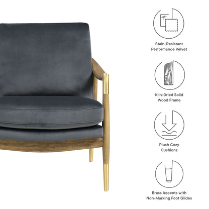 Modway - Langford Performance Velvet Accent Armchair by Modway  Living Room Sofas and Armchairs Brown - EEI-7056-CAB-WAL