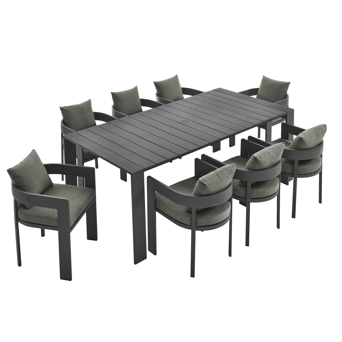 Modway - Tahoe 9-Piece Outdoor Patio Aluminum Dining Set by Modway  Outdoor Furniture Bar and Dining Gray - EEI-7059-GRY-CHA-SET