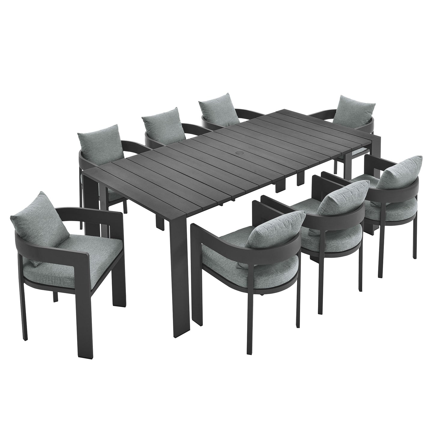 Modway - Tahoe 9-Piece Outdoor Patio Aluminum Dining Set by Modway  Outdoor Furniture Bar and Dining Gray - EEI-7059-GRY-GRY-SET