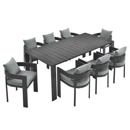 Modway - Tahoe 9-Piece Outdoor Patio Aluminum Dining Set by Modway  Outdoor Furniture Bar and Dining Gray - EEI-7059-GRY-GRY-SET