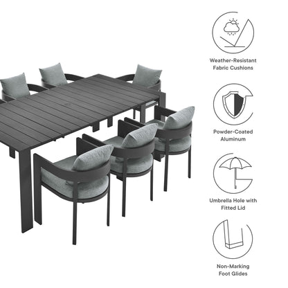 Modway - Tahoe 9-Piece Outdoor Patio Aluminum Dining Set by Modway  Outdoor Furniture Bar and Dining Gray - EEI-7059-GRY-GRY-SET