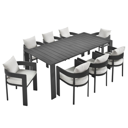 Modway - Tahoe 9-Piece Outdoor Patio Aluminum Dining Set by Modway  Outdoor Furniture Bar and Dining White - EEI-7059-GRY-WHI-SET