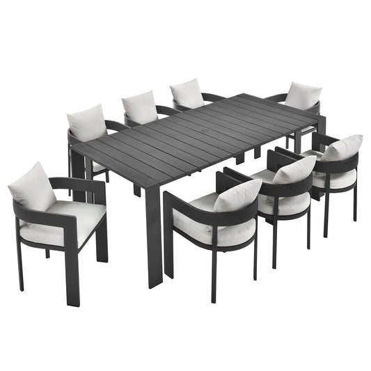 Modway - Tahoe 9-Piece Outdoor Patio Aluminum Dining Set by Modway  Outdoor Furniture Bar and Dining White - EEI-7059-GRY-WHI-SET