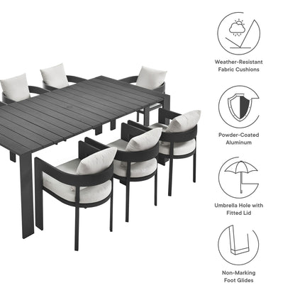Modway - Tahoe 9-Piece Outdoor Patio Aluminum Dining Set by Modway  Outdoor Furniture Bar and Dining White - EEI-7059-GRY-WHI-SET