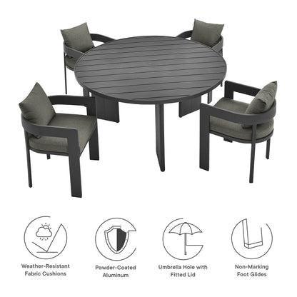 Modway - Tahoe 5-Piece Outdoor Patio Aluminum Dining Set by Modway  Outdoor Furniture Bar and Dining Gray - EEI-7060-GRY-CHA-SET