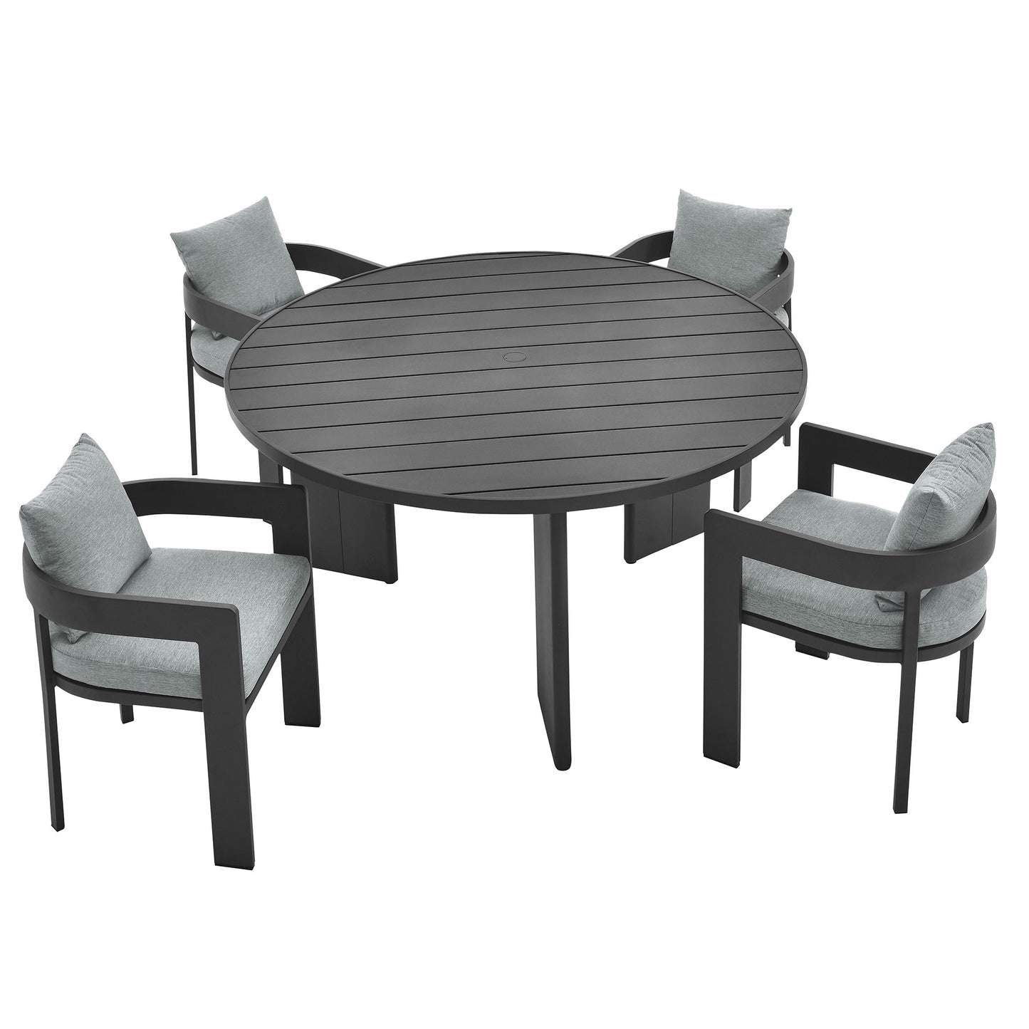 Modway - Tahoe 5-Piece Outdoor Patio Aluminum Dining Set by Modway  Outdoor Furniture Bar and Dining Gray - EEI-7060-GRY-GRY-SET
